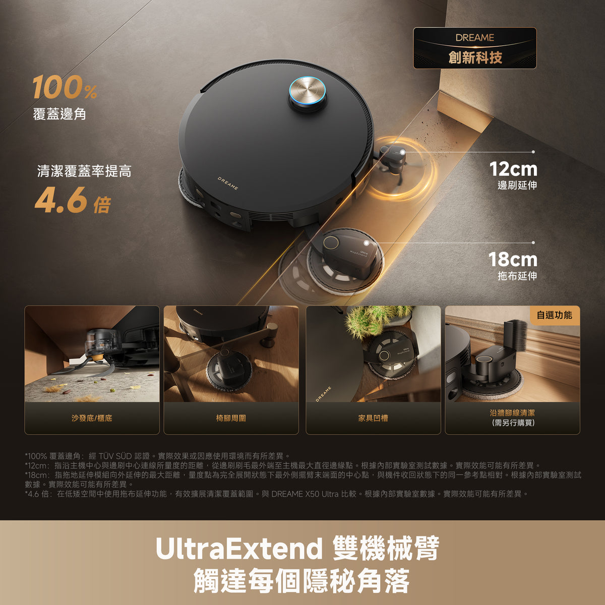 DREAME X60 Ultra Extreme 首款雙關節機械臂掃地機器人 UltraExtend 雙機械臂,觸達每個隱密角落